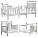 Dream On Me Emma 3-In-1 Convertible Toddler Bed In Steel Grey, Converts To Two Chairs And-Table, Low To Floor Design, JPMA Certified, Non-Toxic Finishes, Safety Rails