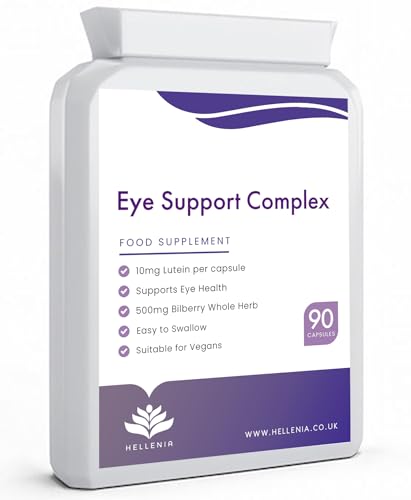 Image of Eye Support Complex with Lutein, Bilberry, Zeaxanthin, Marigold & Zinc - 90 Capsules | Supports Eye Health | Eye Health Supplements UK | Suitable for Vegans | Made in the UK by Hellenia