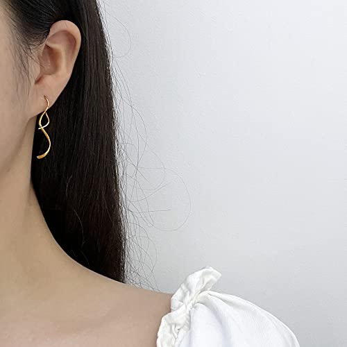 Spiral Threader Earrings 925 Sterling Silver Handmade Twisted Curved Pull Through Earrings #TOP1