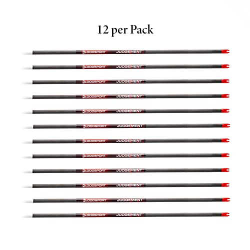 Bloodsport Judgement Bare Shaft Lightweight Precise Durable Carbon Hunting Arrow For Compound Bow - 31" Length.244" Standard-Diameter.001" Straightness, 12 Pack, 500 Spine #TOP2
