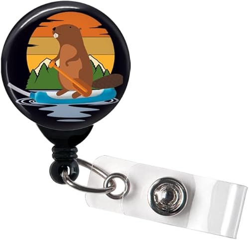 Retractable Badge Reel - Cooter Canoe Purewick Beaver - Badge Holder with Swivel Clip or Slide Clip, Funny Nurse Badge, WAP, RN Badge, LPN Badge