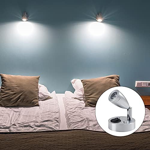 Swetup 12V LED Spot Reading Light, RV Reading LED Lamp Interior, 1W Warm Light Bedside Reading Lights for Campervan Van Camper Motorhome Caravan Boat, ON/OFF Switch (2Pcs)