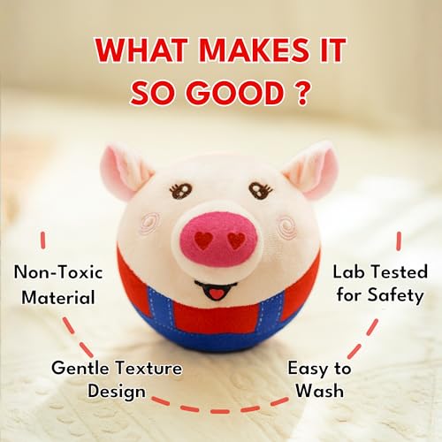 Image of Interactive Talking Pig Plush Toys for Dog - USB Rechargeable & Washable - Musical Pet Toy for Dogs to Play - Vibrating Ball & Plush Pig Dog Toy for Medium & Large Dogs