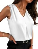OFEEFAN Plus Size V Neck Tank Tops for Women Business Casual Silk Satin Camisole 2026 Summer Sleeveless Outfits Dressy Work Shirts 3XL White