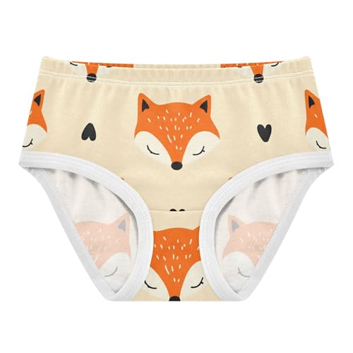 Cute Orange Fox Hearts Beige Toddlers Underwear Floral 2t Cotton Girl Panties Cute Cartoon Underpants Briefs
