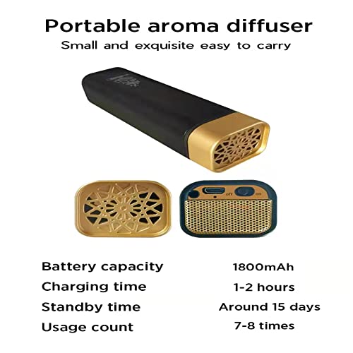 Bakebk Usb Electronic Incense Burner Portable Arabic Incense Holder Mini Electric Aromatherapy Diffuser Muslim Bukhoor Aroma Burner, Gold, 4.5 X 1.96 X 4.5 Inches #TOP1