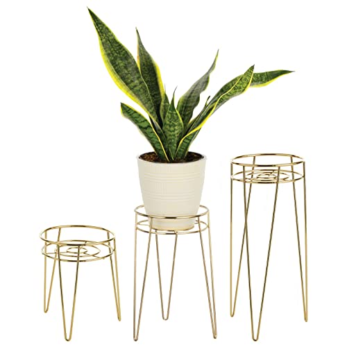 mDesign Pflanzenständer für Blumen, Sukkulenten aus Metall – runder...