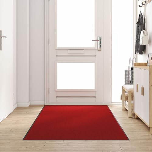 Brokky 4100725 Washable Red Doormat 120x250 cm Wooden Standing Side Cabinet Unit for Living Room Kitchen Hallway