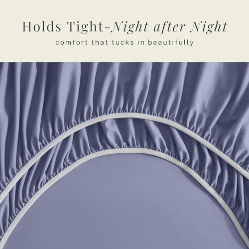 Image of Hearth & Harbor Extra Deep Pocket Sheets - Fits Mattress 18-24 Inches Deep - Extra Deep Pocket Twin XL Sheets Sets - 4 Piece Twin XL Size - Steel Blue