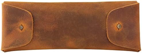 Londo Genuine Leather Retro Pen and Pencil Case - Metal Snap Fastener, Pencil Pouch Stationery Bag