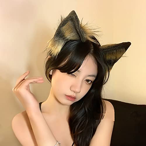 Image of VIGVAN Handmade Wolf Fox Ears Animal Cosplay Cute Head Accessories for Halloween