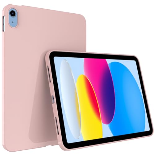 Callyue Slim Case for iPad 10th Generation 10.9 inch 2022, Ultra Thin Lightweight Matte Soft Flexible Frosted TPU Skin Bumper Back Cover Shell, Pink