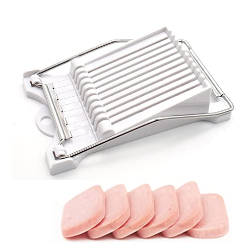 Multifunctional Stainless Steel Luncheon Meat Slicer,Home Slicing and Splitting Tools,Food Slicer for Butter Cheese Kiwifruit Strawberry Banana and Cooked Eggs Etc. (White)