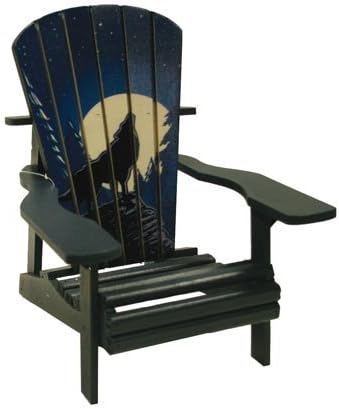 Adirondack Chair Miniature Replica, Wolf Howling (Made of Wood) 6-inch