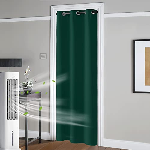 Image of RYB HOME Portable Doorway Curtains Privacy Blackout Thermal Insulating Drapes for Bedroom Closet Living Room Dining Kids Nursery Window Treatment Panels, Wide 42 x Long 80 inches, Hunter Green