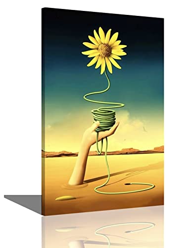 RAOMAAE Surrealism Flower Poster Salvador Dali Wall Art Picture Print Canvas Painting Modern Home Bedroom Decoration Poster (24x36inch(60x90cm),Framed)