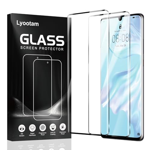 Lyootam 2 Stück Schutzglas für Huawei P30 Pro 3D-Vollabdeckung Displayschutzfolie 9H Härte transparent blasenfrei HD klar kratzfest