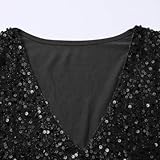 Keepink Women's Sparkly Velvet Top Long Sleeve Sweater Glitter V Neck Tunic Jumper Shimmer Party Evening Blouse Plus Size Dressy Pullover Shirts Cozy Soft Jumpers S-3XL - Image 7