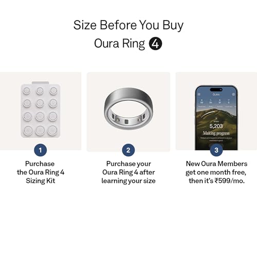 Image of OURA Ring 4 - Brushed Silver - Size 12 - Smart Ring | Size First Ring 4 Sizing Kit | Sleep Tracking Wearable - Heart Rate - Fitness Tracker - Up to 8 Days Battery Life