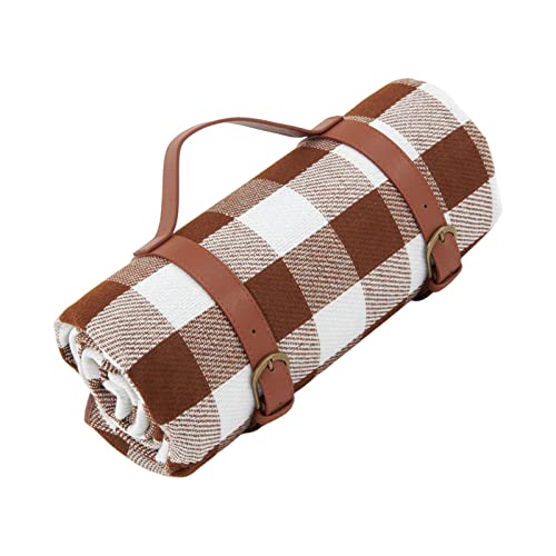 Baoblaze Cobertor de piquenique PU alça de couro cobertor ao ar livre tapete de praia portátil tapet