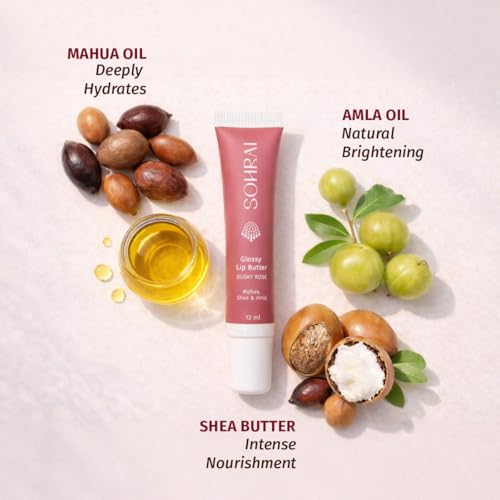 Image of Tinted Glossy Lip Butter - Dusky Rose 12ml | Amla & Mahua Oil Infused | For Dry & Chapped Lips | For Pigmented Lips