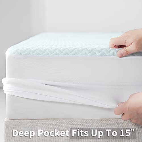 Jet's Home Full Waterproof Mattress Protector - Soft Breathable Mattress Pad Cover Machine Washable Mattress Protector Cover Quiet Non Noisy Bed Cover With Deep Pocket Fits Up To 15” #TOP2