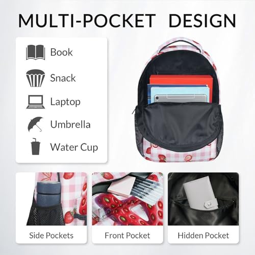 COZYAURA Personalized Backpack - Strawberry Backpacks for Girls - 17 Inch Kids Bookbag for Elementary Kindergarten - Custom Monogram School Bags with Name4