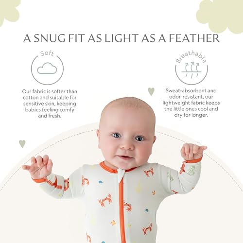 Image of Bamboo Little Soft Baby Footie Pajamas, Baby Clothes, Newborn Sleepers, 95% Viscose and 5% Spandex, 0-24 Months
