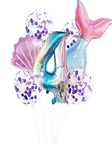 Relipop 風船 誕生日 数字バルーン パーティー 飾り付け ゴールド 人魚の尾 貝殻 かわいい HAPPY BIRTHDAY 0－9数字 バルーン 大きい ピンク
