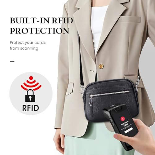 befen Genuine Leather Crossbody Bags for Women Small Camera Purses with Built in RFID Wallet Woman Shoulder Bag Handbags3