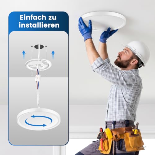 QOJUX LED Deckenleuchte Flach Rund 8W 1700LM,LED Deckenlampe 4000K Ø23cm – Ansicht 6