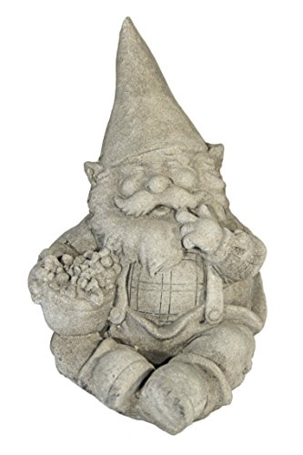 Casa Collection 11275 Gnome With Basket, Sitting in Right Hand, Stone-Effect, Height: 22 CM
