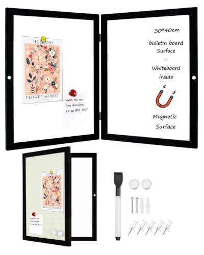 Image of Umtiti Hidden Magnetic Dry Erase Whiteboard, Black Wooden Frame, 11.8x15.7
