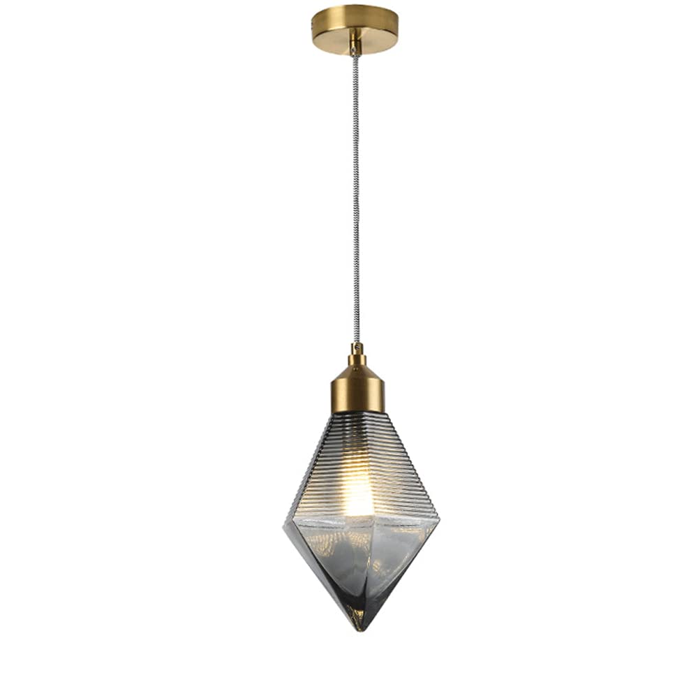 Lámpara colgante de cristal de diamante ámbar con altura regulable