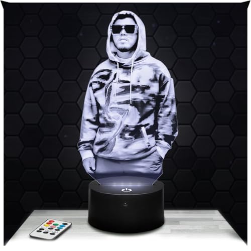 Lampephoto.fr - Lampe 3D Hamza Rappeur Français, Veilleuse Tactile Led, Effet Hologramme 3D, Idée Cadeau Noël Anniversaire Homme Femme, Objet décoration chambre