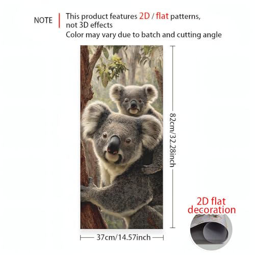 Image of 14.6x32.3 Inch Trash Can Cover Koalas on Tree Design Outdoor Garbage Bin Decoration Sticker Wrap