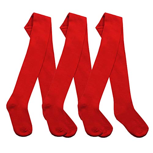 I2I 3 pares de meias lisas de algodão multibuy para meninas, Vermelho - 3 pares