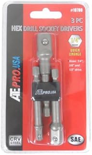 3-Piece Hex Drill Socket Driver Adapters 1/4â€, 3/8â€ & 1/2â€ (SAE)