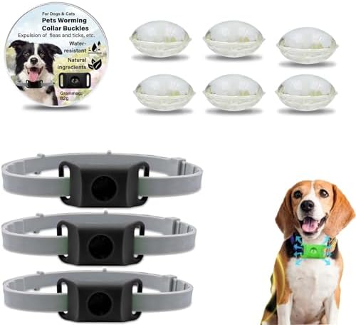 Tags for Dogs, Natural Collar for Dog, Waterproof Design, Adjustable Size for Small Medium and Large Dogs (Black*3)