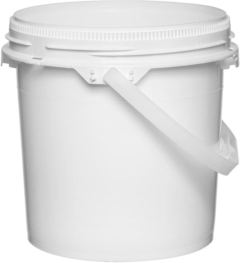 House Naturals 1.25 Gal Plastic Bucket Food Grade with Red Screw on lid(Pack of 3) Made in USA