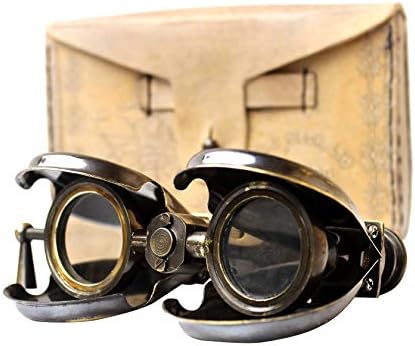 Vintage Antique Spy Glass 1857 R & J Beck Brass Binocular with Leather Case