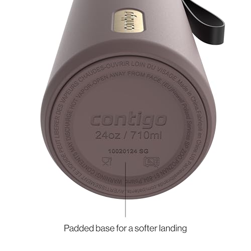 Image of Contigo AutoSeal 24 oz Stainless Steel Vacuum-Insulated Water Bottle with Leakproof Push-Button Spout & Lock, Carry Strap, BPA-Free & Lead-Free, Dishwasher Safe