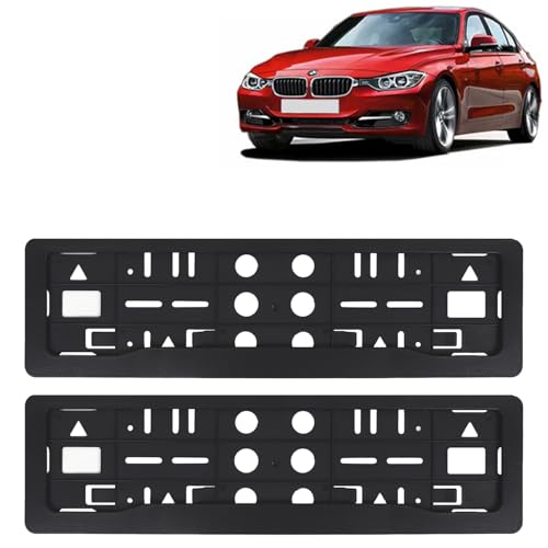 Image of KINGSWAY 3 Series Car Number Plate Frames for All 2013 to 2018 Models of B-MM-W Car Registration Plate Holders, Black Licence Plate Covers (Front and Rear), Universal Size 51.5 x 14.5 cm
