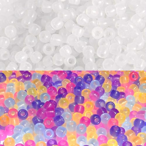 Miraclekoo UV Beads Scientific Multi Color Changing Bead UV Reactive Plastic Luminous Pony Beads Fun for Jewelry/Bracelets Making 1000 Pcs