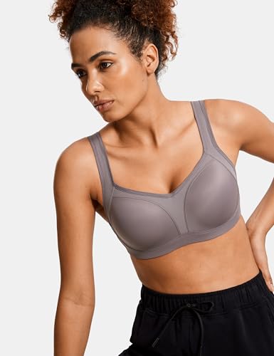 Image of SYROKAN Women's High Impact Underwire Sports Bra High Support Large Bust Padded Adjustable Straps Running Bra