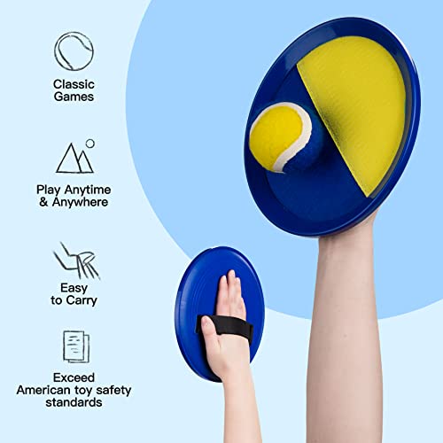 Everich Toy Beach Toys Outdoor Games For Kids Ages 3-10-Yard Lawn Games Ball Catch Games Paddle Toss-Upgraded Version Outside Games For Kids/Family Boys And Girls Gifts (4 Rackets, 4Balls, 1 Bag) #TOP2