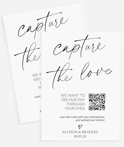 25 Wedding Capture The Love QR Code Signs, Wedding Photo Sign, Social Media Online, Wedding Website,...