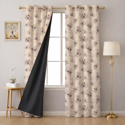 Image of STITCHNEST 'Whispering Gardens Series' Premium Heavy Polyester 100% Blackout Curtains 7 Feet Long Set of 2 | Door Curtain 7 Feet x 4 Feet | Perfect for Home Decor