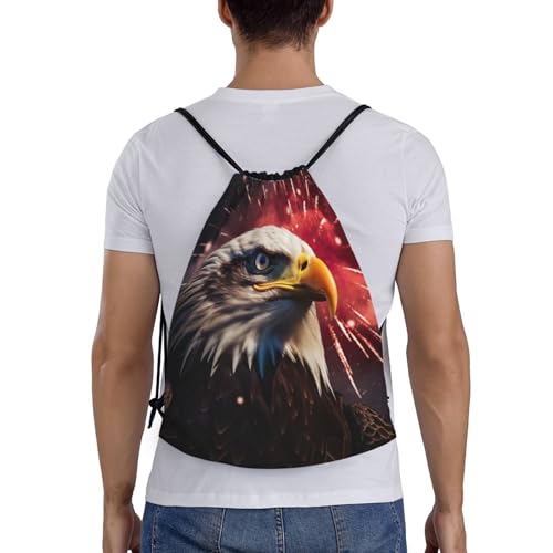 Eagle Firework print Drawstring Bag Sack Gym Bag Ditty Bag for Gym Traveling, Hiking, Yoga, Shopping for Adult2