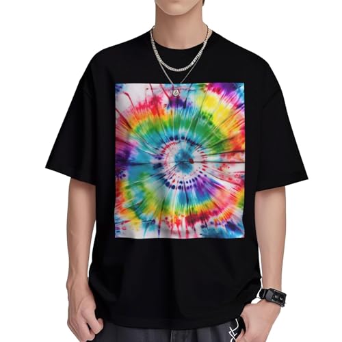 T-shirt tie-dye hippie en coton respirant anti-froissement à coupe ample confort